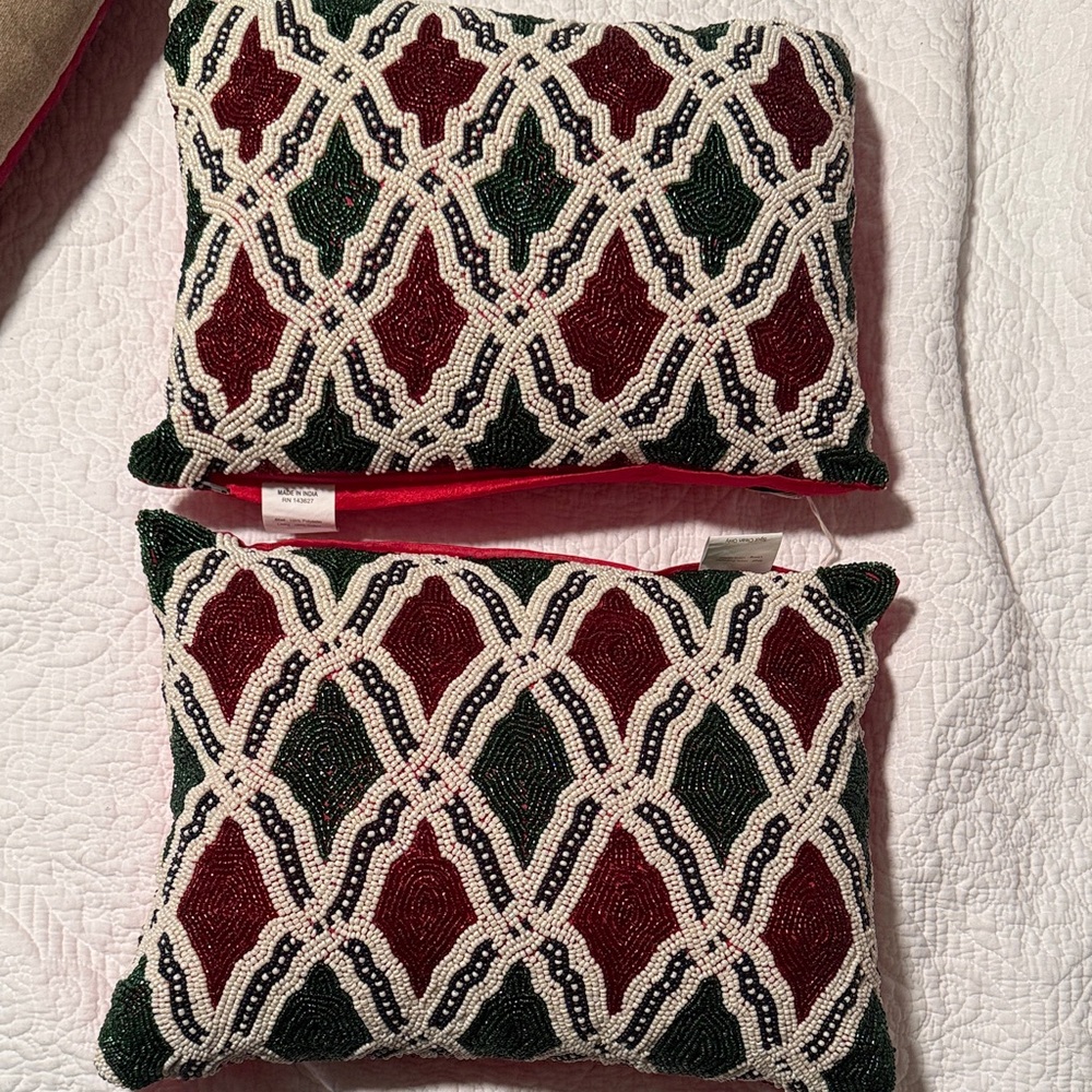 Festive Beaded Holiday Pillows